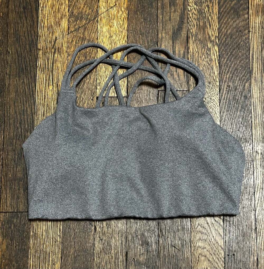 Athleta Strappy Back Sports Bra Gray Size M